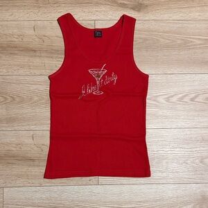 Red Tank Top with Martini Glass Design “I like it Dirty”